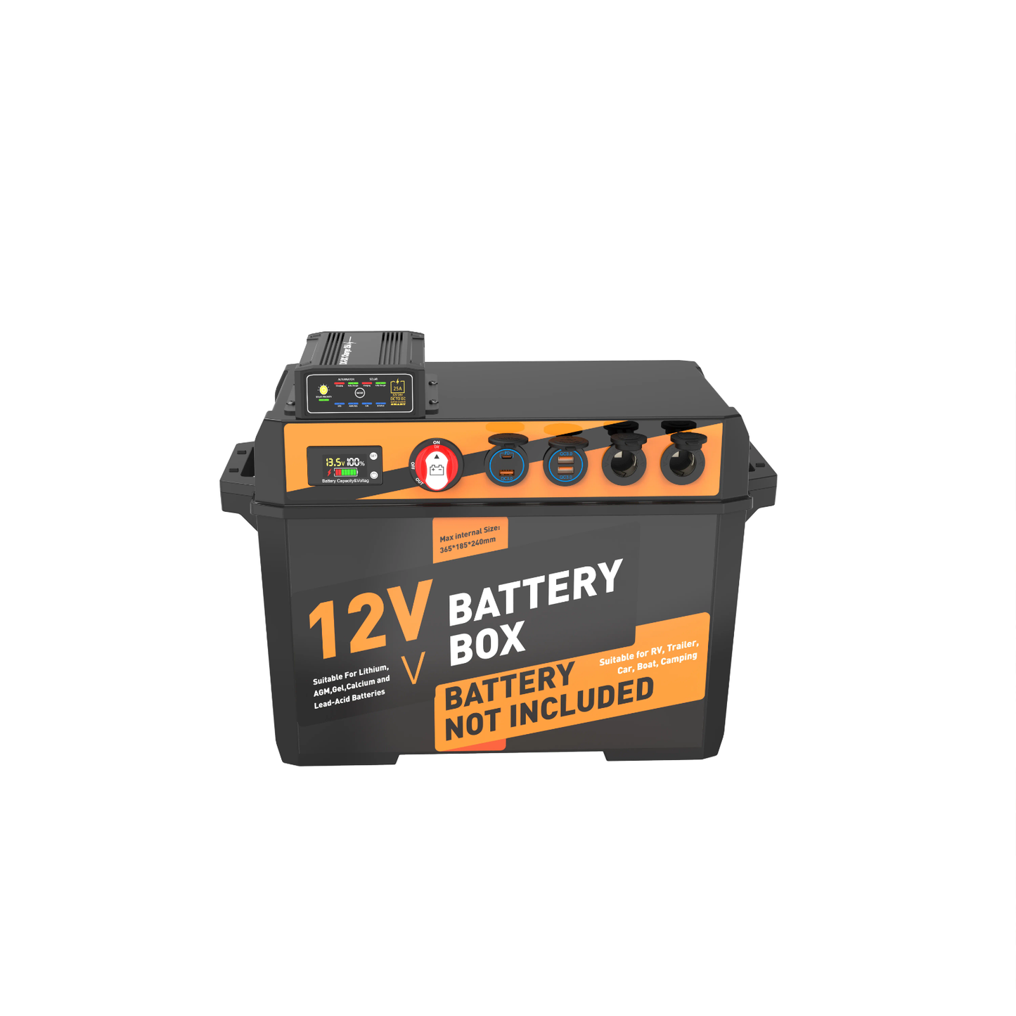 Hevay Duty Battery Box Power Center with 25A dc to dc Charger and Anderson Plugs