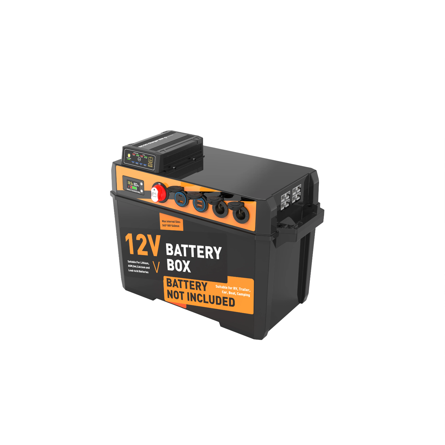 Hevay Duty Battery Box Power Center with 25A dc to dc Charger and Anderson Plugs