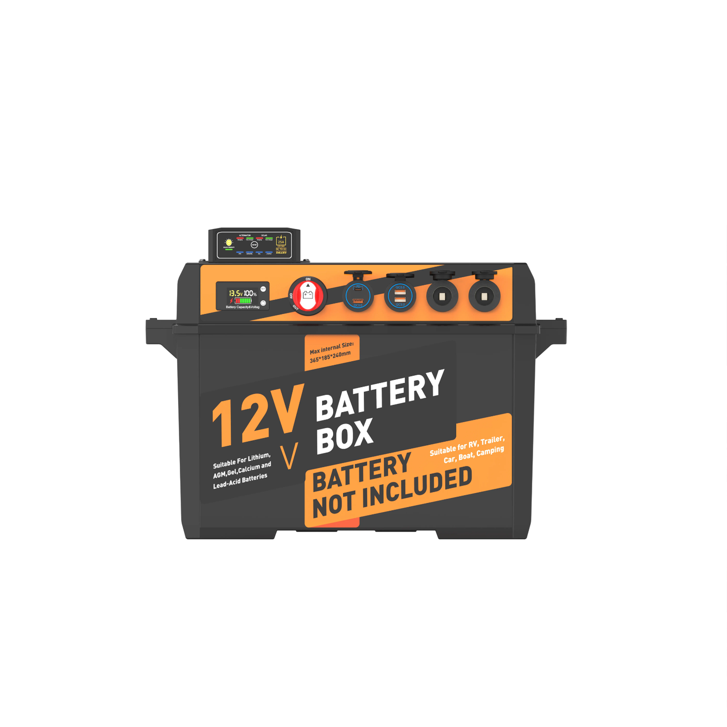 Hevay Duty Battery Box Power Center with 25A dc to dc Charger and Anderson Plugs