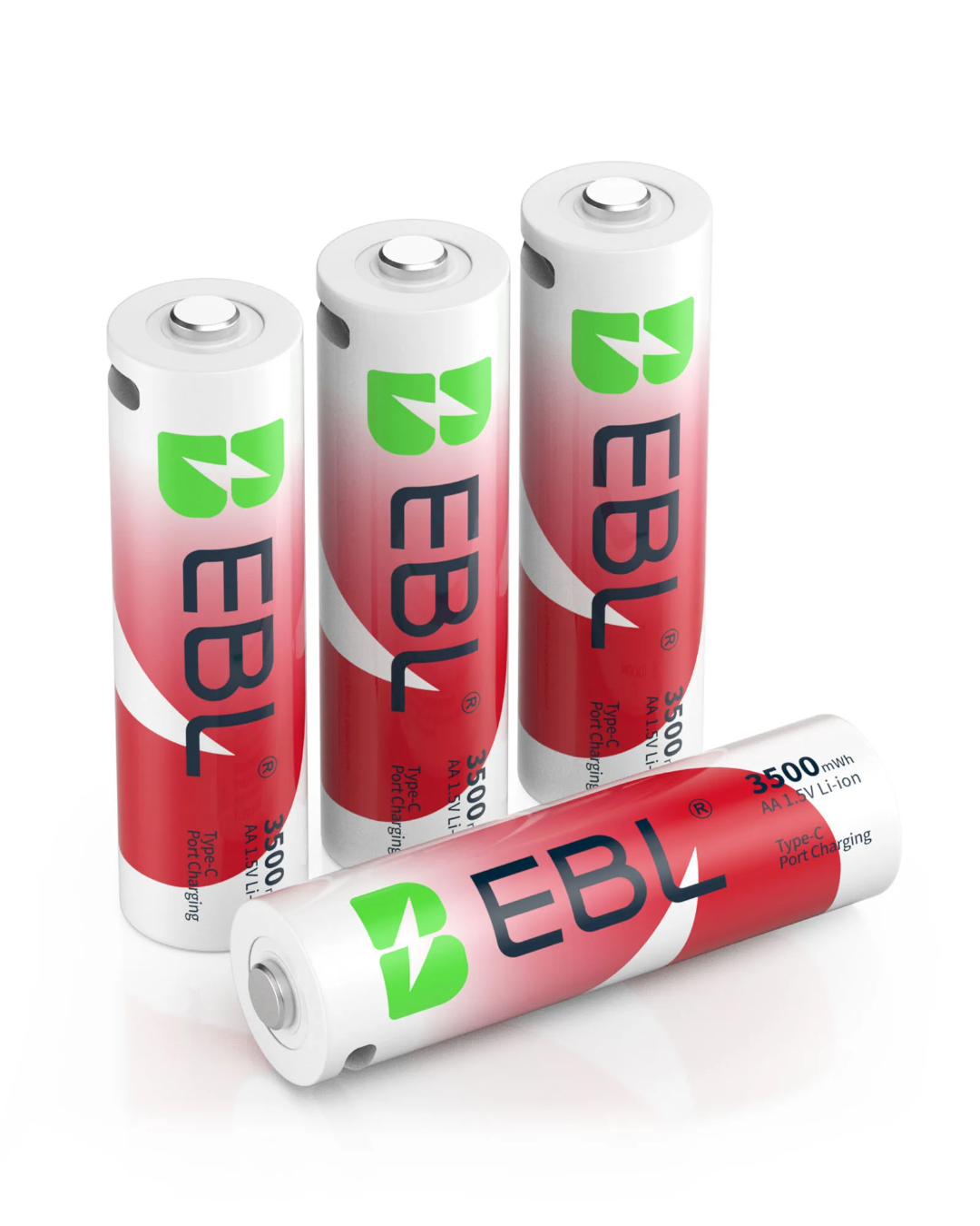 EBL 3500mWh (2333mAh)Lithium AA Rechargeable Battery High Capacity with USB-C Cable - 4 Packs in One Storage Case