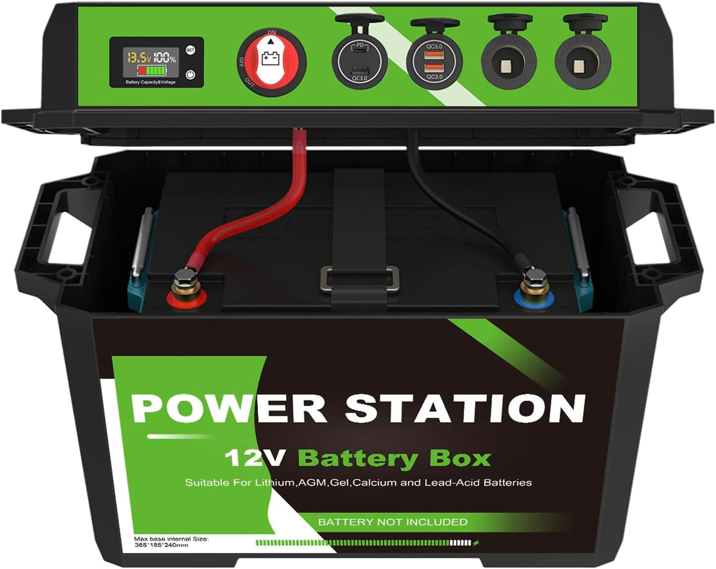 Hevay Duty Battery Box Power Center with 25A dc to dc Charger and Anderson Plugs