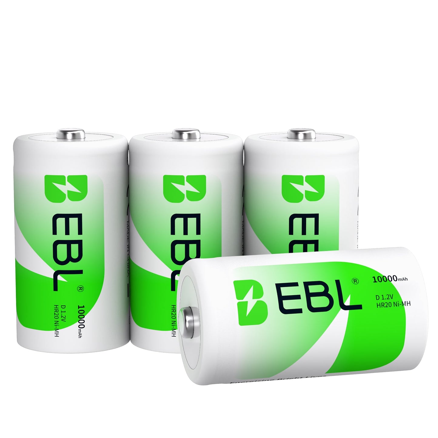 EBL D Battery D Size Rechargeable Batteries 10,000mAh Ni-MH, Pack of 2 - ProCyco Technology