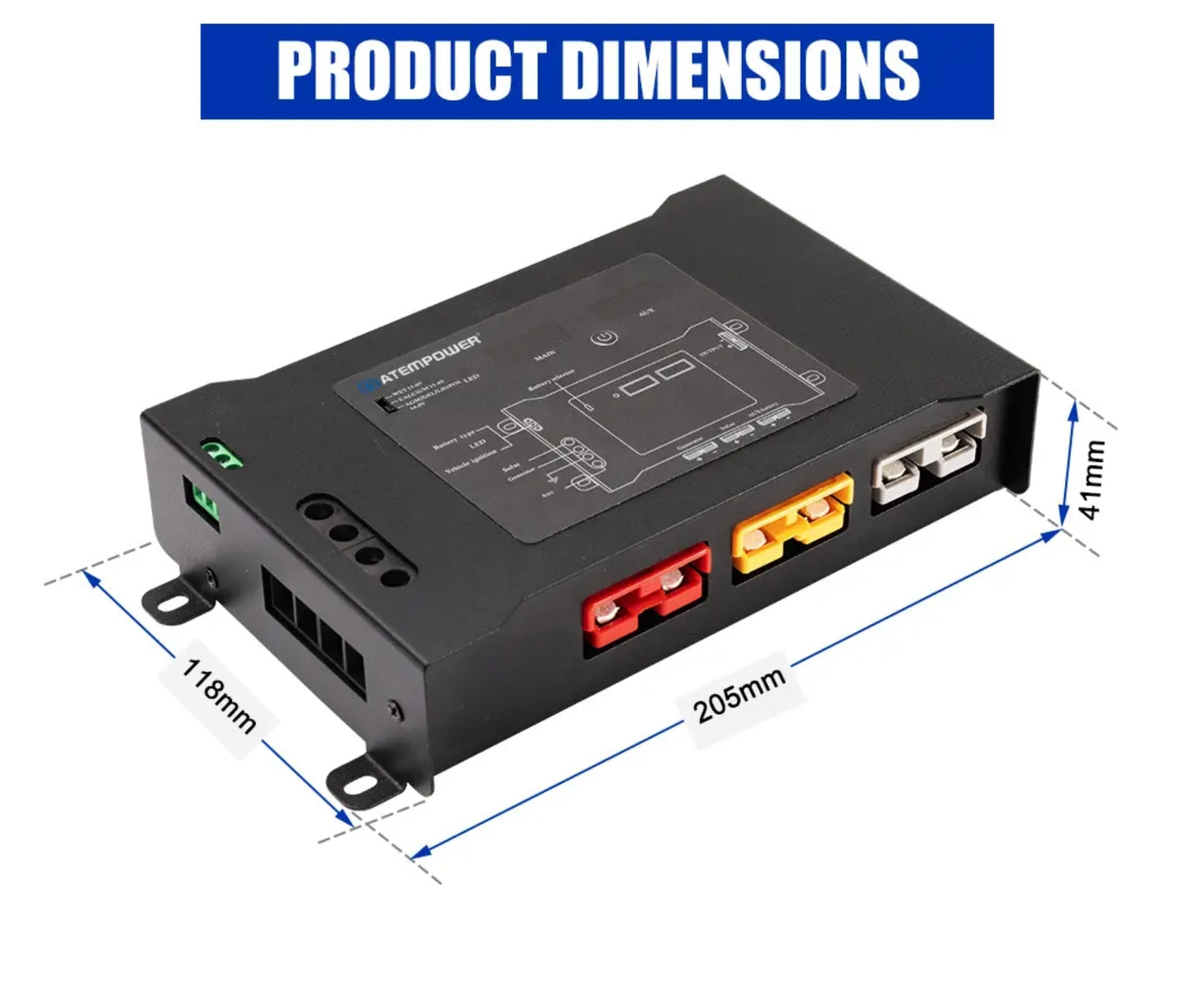 ATEM POWER DC to DC Smart Hub Dual Battery System Plug N Play with Status LED Light, Dual Voltage Meters, Suit for Wet Calcium AGM Gel LiFePO4 Batteries