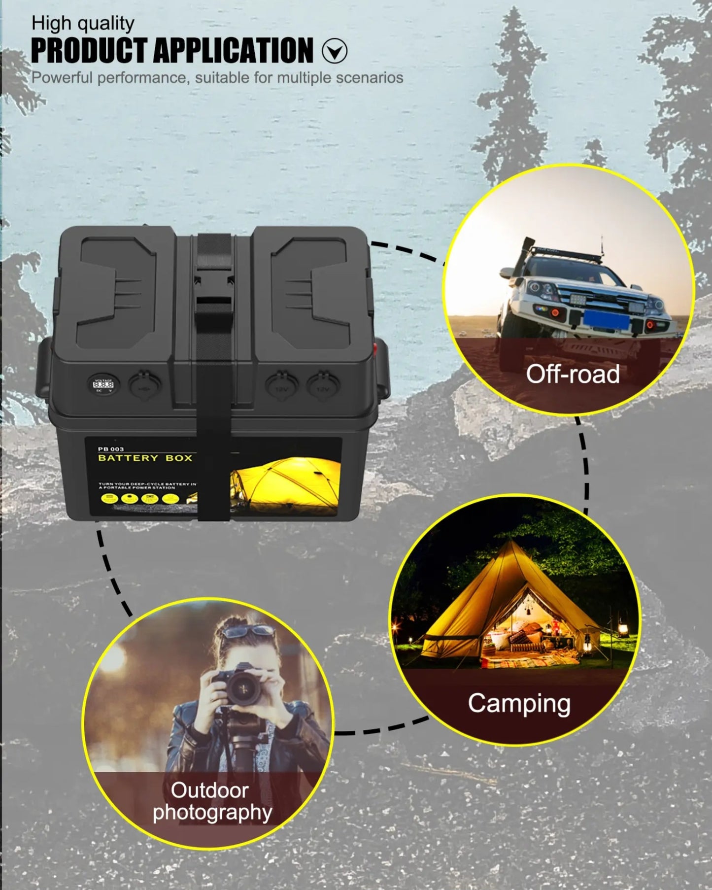 Battery Box 12V supply for Camping, Caravan, RV, Trailer, Boat Marine,Fishing and Home