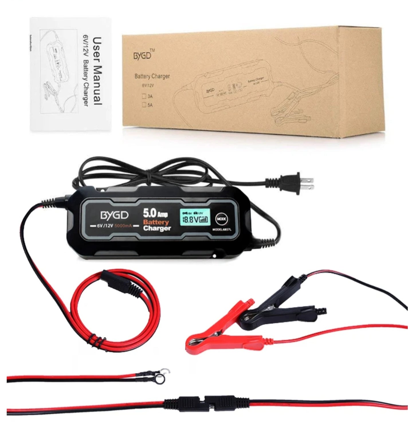 6V/12V 5A Battery Charger with LCD Display