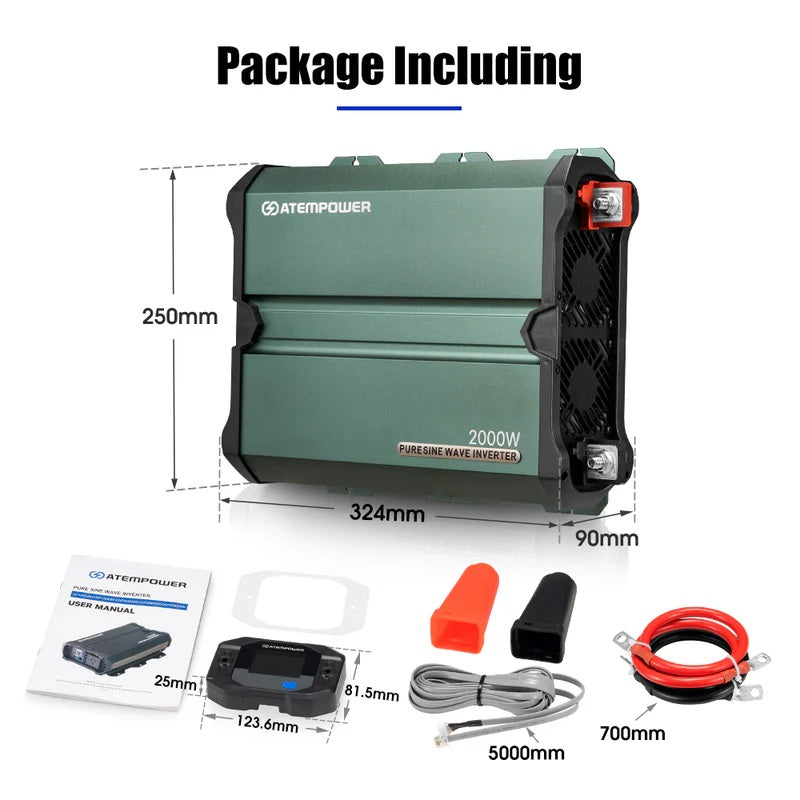 Atem Power 2000W/4000W Pure Sine Wave Inverter 12V to 240V, Unwavering Power with LCD Display & Multi-Protection, Built-in 2 South Africa AC Outlets, USB Port & Silent Smart Cooling System for Off-Grid