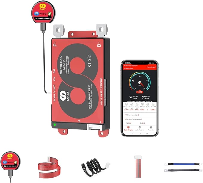 DALY Smart BMS with WiFi Module and CAN 485 Communication Protection Board for LifePO4 Lithium Battery Pack