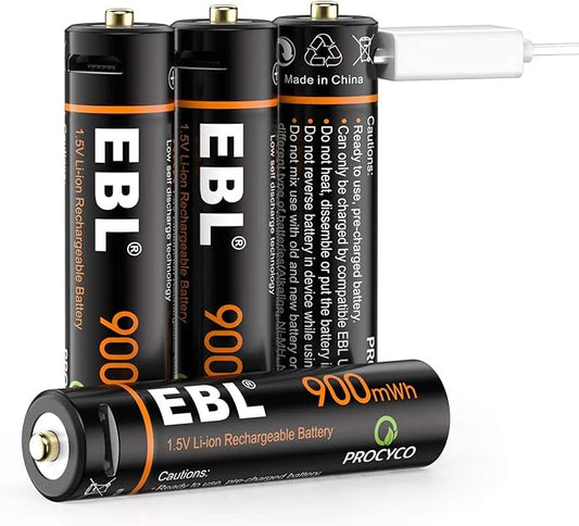EBL Micro USB Rechargeable AAA Lithium Batteries 1.5V 600mAh  - 4 Pack