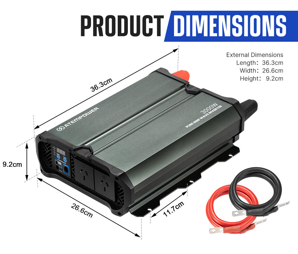 Atem Power 3000W/6000W Pure Sine Wave Inverter 12V to 240V, Unwavering Power with LCD Display & Multi-Protection, Built-in 2 South Africa AC Outlets, USB Port & Silent Smart Cooling System for Off-Grid