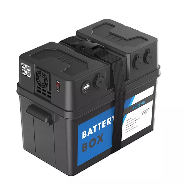 Battery Box with Build-in 230V 500W Inverter AC Outlet and 12V outlets for Marine, Camping, RV, Trailer, Boat and Home use