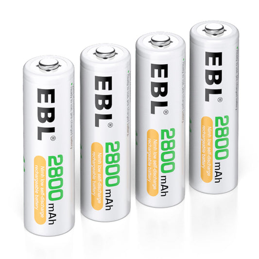 EBL AA Rechargeable Batteries,1.2V NiMH Double A Battery 2800mAh High Capacity Pre-Charged Long Lasting - 4 Pack