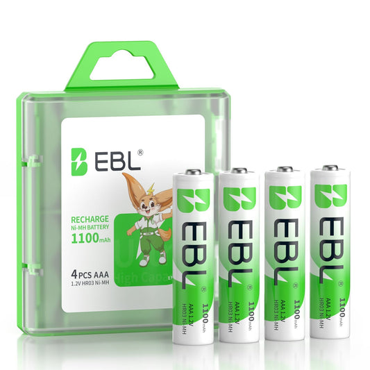 EBL AAA Rechargeable Batteries (4 Count) 1100mAh NiMH