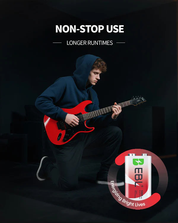 EBL Rechargeable 9V Lithium Batteries 5400mWh(600mAh) USB-C