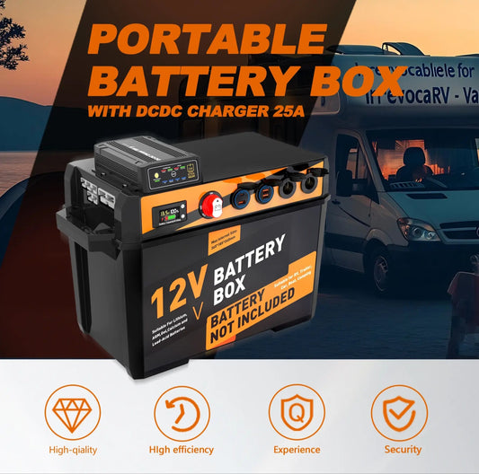 Hevay Duty Battery Box Power Center with 25A dc to dc Charger and Anderson Plugs