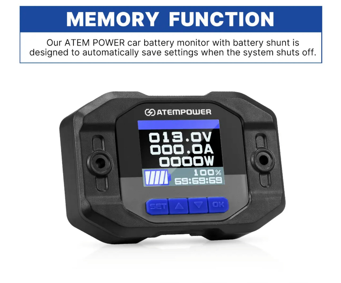 ATEM POWER 12V 200A High Precision Battery Capacity Indicator Monitor