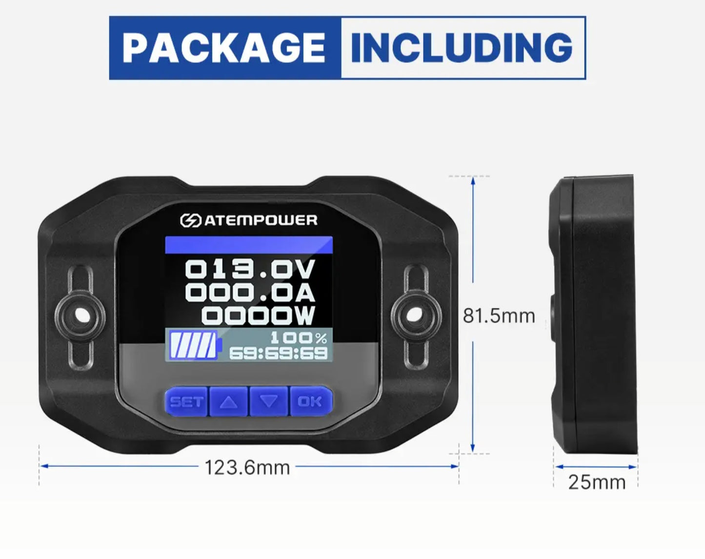 ATEM POWER 12V 200A High Precision Battery Capacity Indicator Monitor