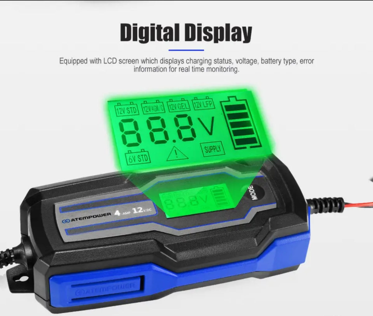 Atem power Smart Battery Charger 4A 6V/12V