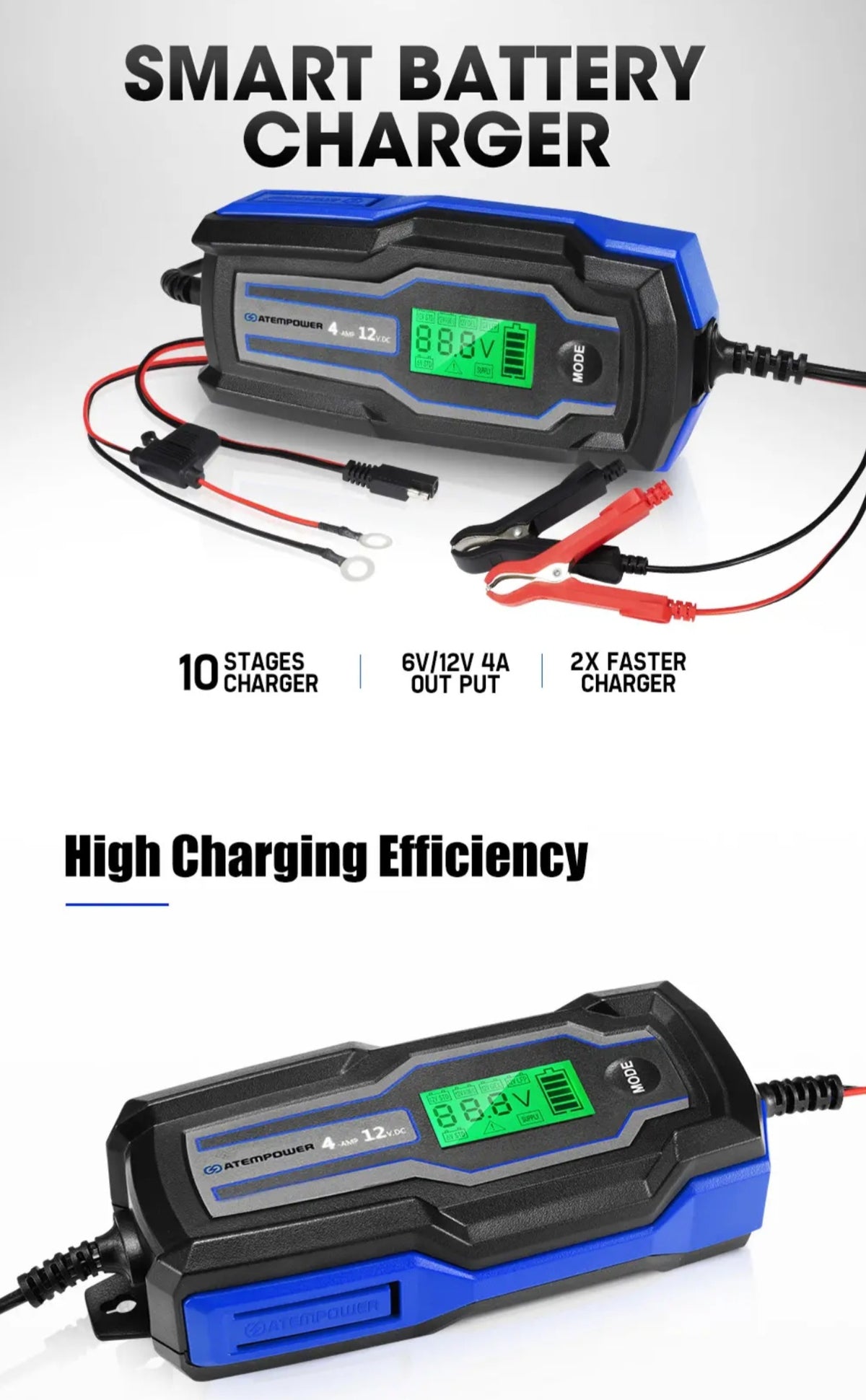 Atem power Smart Battery Charger 4A 6V/12V