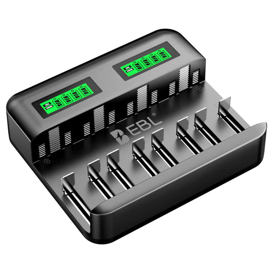 EBL C9008 8Bay LCD Universal Battery Charger for AA AAA C D Ni-MH Batteries