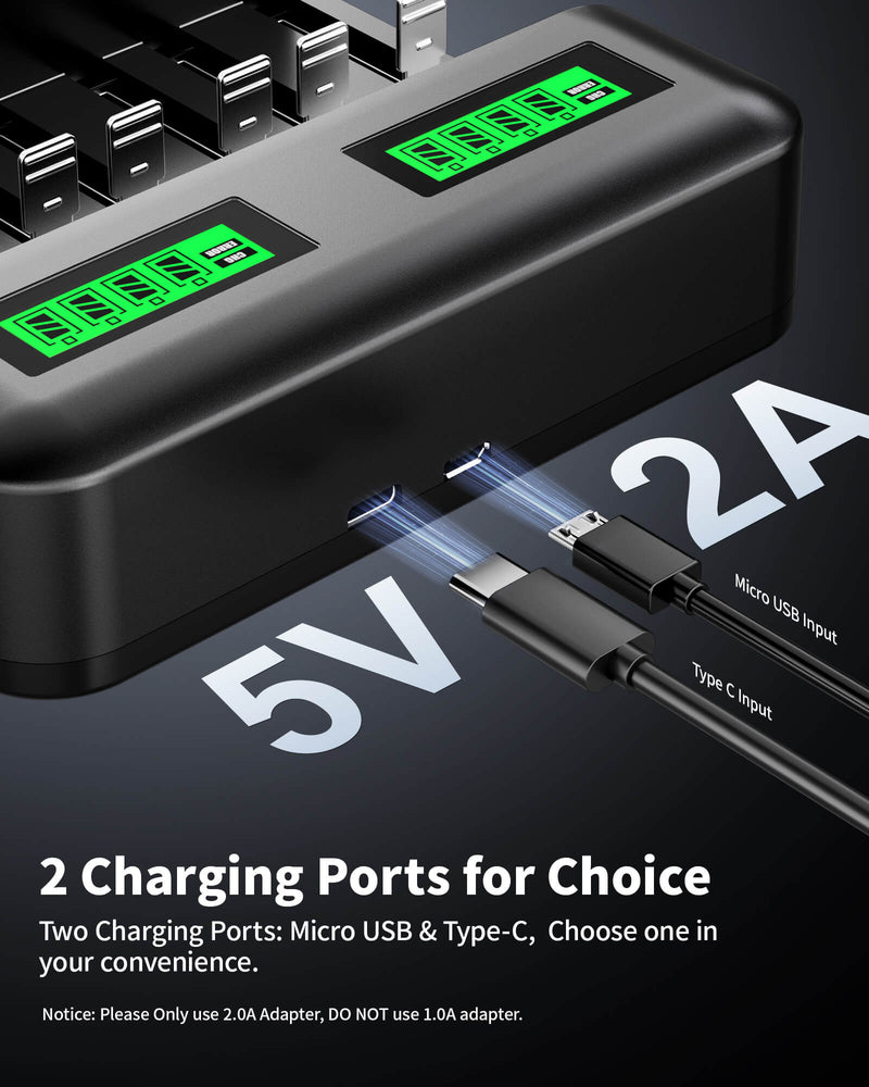 EBL C9008 8Bay LCD Universal Battery Charger for AA AAA C D Ni-MH Batteries