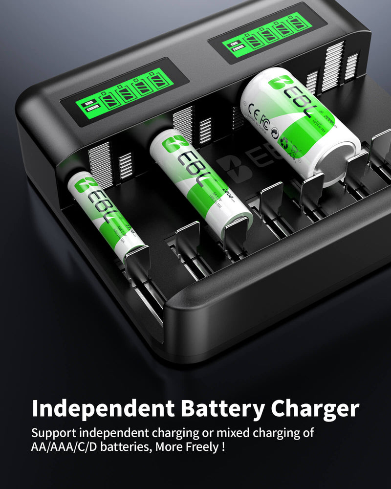 EBL C9008 8Bay LCD Universal Battery Charger for AA AAA C D Ni-MH Batteries