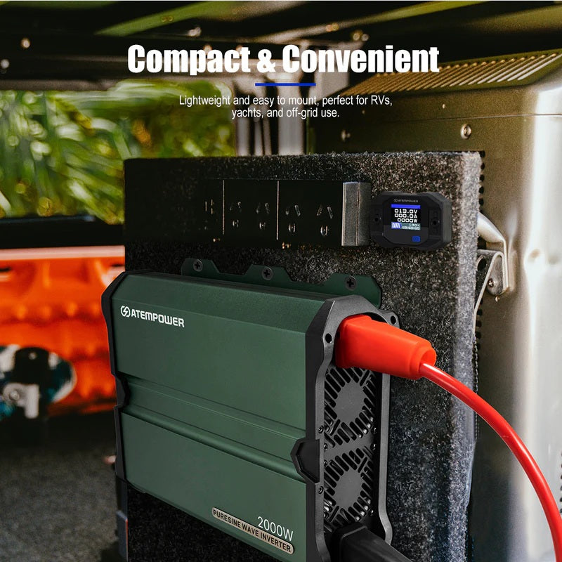Atem Power 2000W/4000W Pure Sine Wave Inverter 12V to 240V, Unwavering Power with LCD Display & Multi-Protection, Built-in 2 South Africa AC Outlets, USB Port & Silent Smart Cooling System for Off-Grid