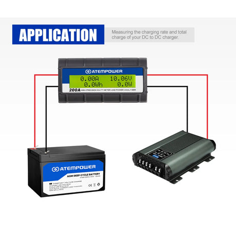 ATEM POWER 12V 200AMP Power Analyzer High Precision, Watt Voltage Amp Meter