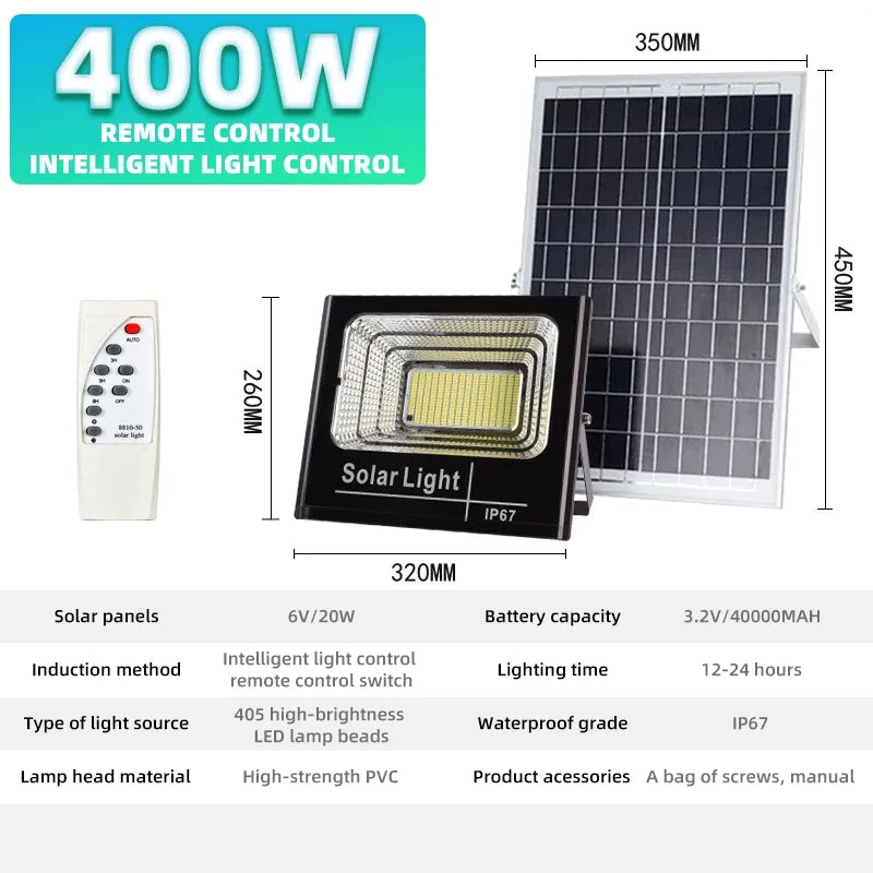 Solar Led Flood light with Solar panel and Remote