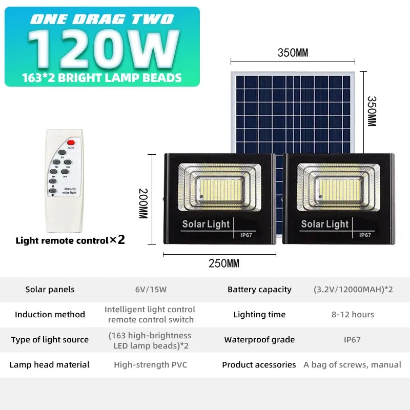 Solar Led Flood light with Solar panel and Remote