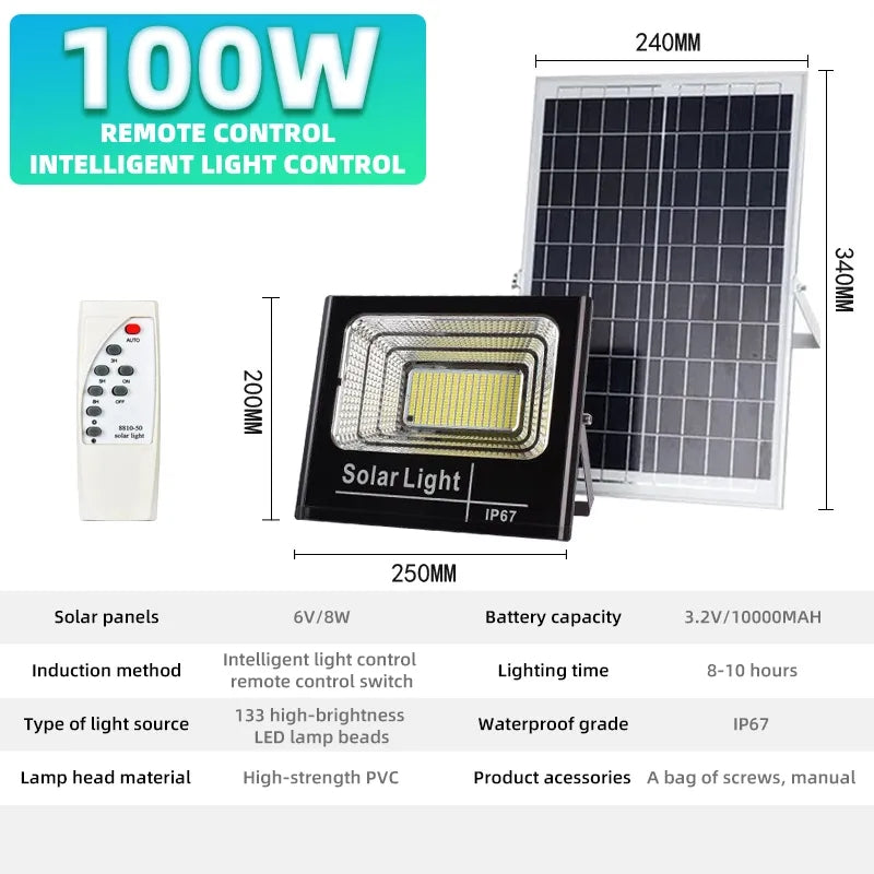 Solar Led Flood light with Solar panel and Remote